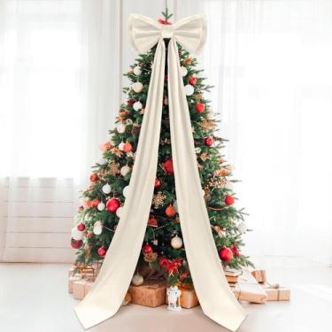 Imagem de Decoração de topo de árvore de Natal Giant Bow Wavwavw Ivory