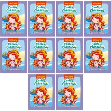 Imagem de Kit 10 Mini Livros Infantis, Contos Clássicos, A Pequena Sereia