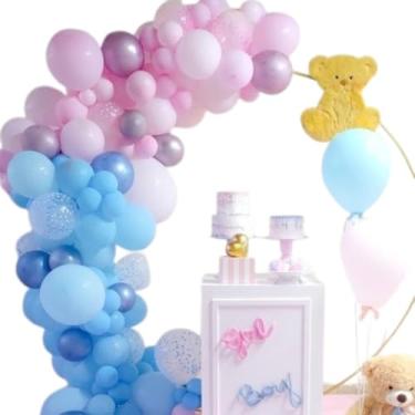 Imagem de Kit Arco Balão 6,5 Azul + Rosa - Chá de Bebe Revelação Decoração