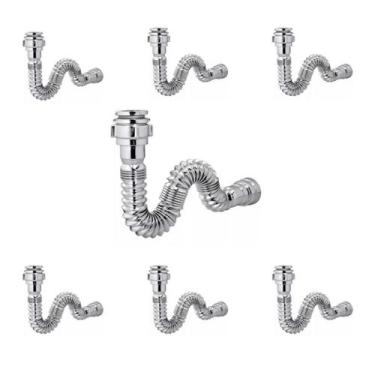 Imagem de Kit Sifão Extensível Sanfonado Flexível com 7 unidades PVC Cromado Bri