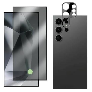 Imagem de Película de Vidro Anti Espião 3D para Galaxy S24 Ultra, Proteção Total da Tela, 9H, com Película Protetora de Câmera