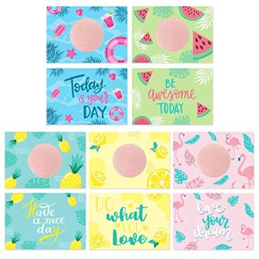 Imagem de MALLMALL6 50 pacotes DIY raspar cartões temáticos de verão abacaxi melancia limão flamingo vale de presente em branco para pequenas empresas restaurantes suprimentos para professores prêmios para sala de aula crianças