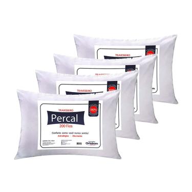 Imagem de Travesseiro Espuma Percal Kit c/ 4 Un (70x50x15) - Ortobom