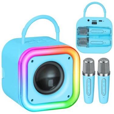 Imagem de Mini máquina de karaokê Poptrend Wireless Bluetooth Kids Blue