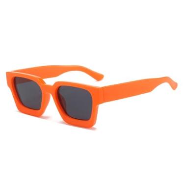 Imagem de Óculos de Sol Feminino Candy Color com Lentes Degradê e Proteção UV400, Estilo Punk, para Esportes ao Ar Livre, Corrida e Ciclismo, Cor Laranja e Cinza