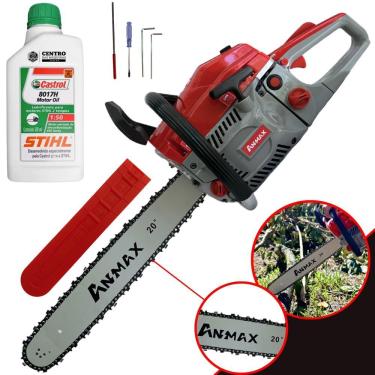 Imagem de Motosserra Anmax Cs5800a à Gasolina 2t 58cc 3,1hp Sabre 20'' Ponta Rolante Profissional + Óleo Castrol Stihl 500ml