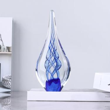 Imagem de Escultura de 23 cm de altura, decoração de vidro soprado à mão, peso de papel para mesa de escritório, estatuetas modernas de arte em vidro mediterrâneo, decoração de casa de praia mediterrânea