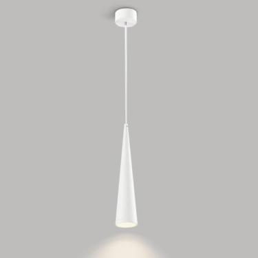 Imagem de Luminária Pendente Moderna De Led 12w Luminária Pendente De Teto De Alumínio Luminárias De Suspensão Com Altura Ajustável Para Sala De Estar Quarto Cabeceira Restaurante Bar, White-4000k, Cone