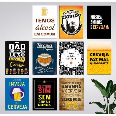 Imagem de Kit 10 Quadros Cerveja Boteco Bebidas Chopperia Bar 21x15cm - CAMALEÃO