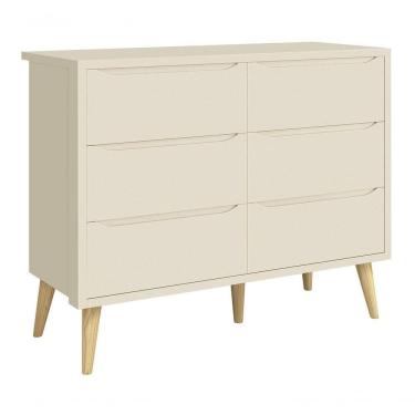 Imagem de Cômoda 6 Gavetas Théo New Areia Fosco Com Natural - Reller