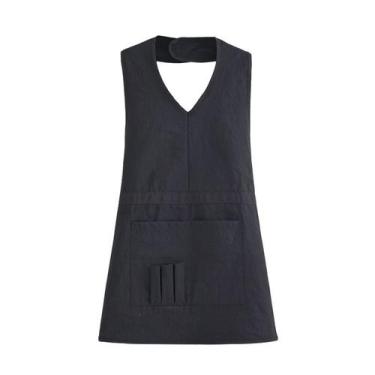 Imagem de Avental de cozinha impermeável sem mangas com decote em V para mulhere