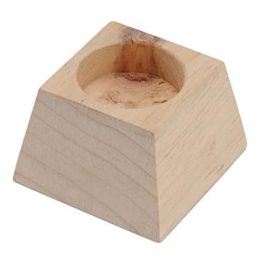 Imagem de Matybobe Castiçal trapézio retrô de madeira para decoração de mesa de casamento de Natal (madeira original)