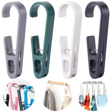 Imagem de CREATCABIN 8 ganchos de lavanderia com clipes de plástico para roupas, grampos, ganchos multiuso, portátil, cabide organizador, braçadeiras, meias para viagem, banheiro, cozinha, escritório, 14 x 4 cm