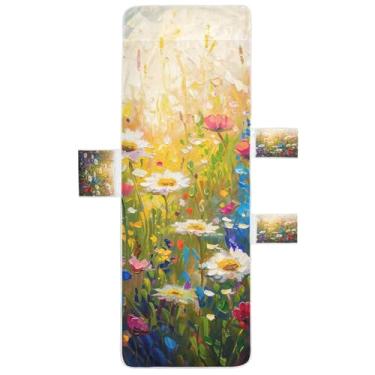 Imagem de STAYTOP Lindas flores coloridas capa de toalha de cadeira de lounge, capa de espreguiçadeira macia, capas de cadeira de praia com bolsos para jardim ao ar livre, pátio, pátio, banhos de sol, gramado