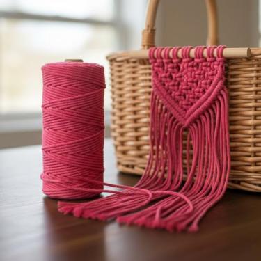 Imagem de Corda de macramê colorida de 3 mm x 109 jardas, barbante torcido para artesanato para pendurar na parede, decoração de casa, várias cores