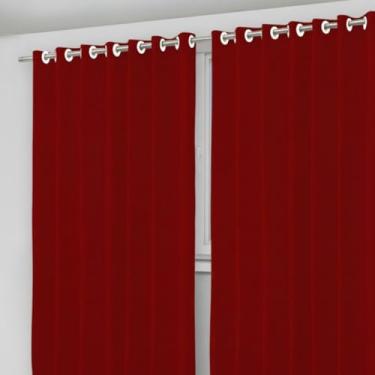 Imagem de Cortina Blackout Vermelho com Forro 2 em 1, Poliéster e PVC, 280cm x 260cm, Bloqueio de Luz