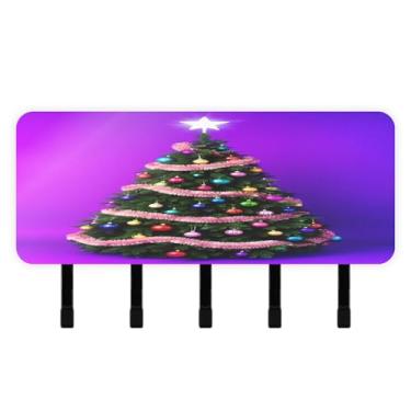 Imagem de Burbuja Porta-chaves de árvore de Natal com 5 ganchos, porta-chaves autoadesivo montado na parede, organizador de armazenamento de correio para entrada, decoração de casa