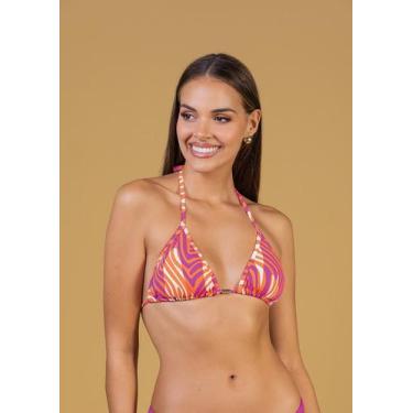 Imagem de Top Biquíni Cortininha Estampado - Cor De Cacau, P, Zebra pink power