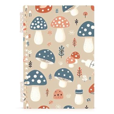 Imagem de Burbuja Caderno de cogumelos, papel pautado universitário A5 com 60 folhas, fichário para escritório, 1 pacote