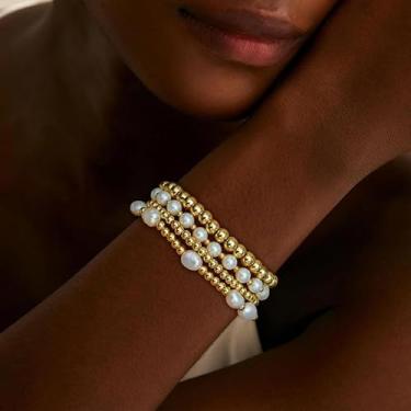 Imagem de Pulseira com pingente de pérola ajustável para mulheres, joias delicadas de amizade, presente para ela, Medium, Latão, Sem Pedra Preciosa