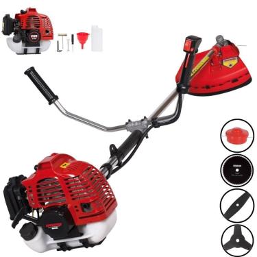 Imagem de Roçadeira Profissional Lateral Kawashima Kw52l À Gasolina 52c 2,5hp + Faca 2 Pontas Duraline 330mm 2,7mm + Faca 80 Dent