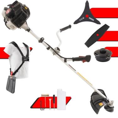 Imagem de Roçadeira Profissional Lateral Kawashima Kw52le À Gasolina 52c 2,5hp Com Faca 3 Pontas + Faca 2 Pontas Duraline 330mm 2