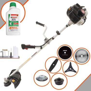 Imagem de Roçadeira Profissional Lateral Kawashima Kw52le 52c 2,5hp 2t + Faca 2 Pontas + Faca 40 Dentes + Faca 80 Dentes + Escov