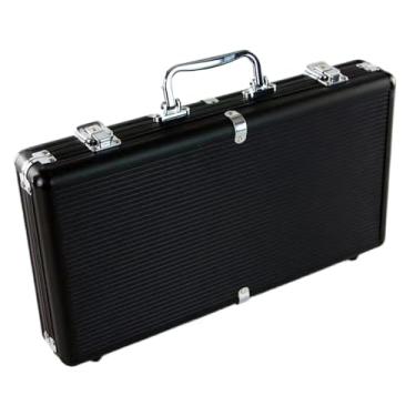 Imagem de Estojo Para Fichas De Poker | Capacidade para 300 Fichas Liga de Alumínio Preto | Caixa de Exposição com Proteção Total,Para Apreciadores Família Amigos Entusiastas Iniciantes