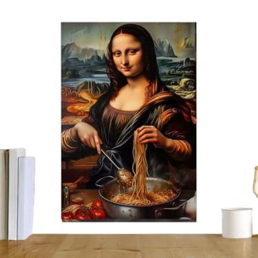 Imagem de Arte Decorativa Divertida para Parede,30x40 cm Mona Lisa Humorística | Decoracao Divertida Para Cozinha E Sala De Jantar,Para Quarto Sala De Estar Apartamento Restaurante Hotel Datas Festivas