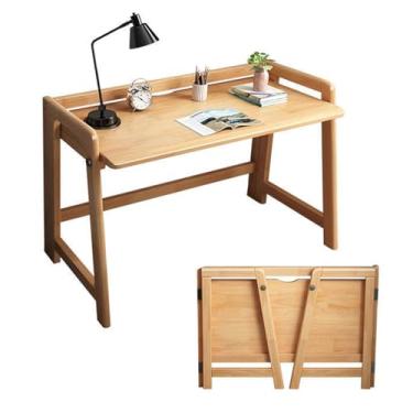 Imagem de Mesa pequena dobrável, mesa de escritório de estilo simples moderno mesa de escritório industrial, mesa de laptop resistente para escritório em casa, sem necessidade de montagem (85 cm/33,4 pol, cor