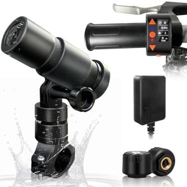 Imagem de VSYSTO Câmera de bicicleta WiFi com display OLED com controle com fio, sensores de pressão de pneu, GPS, lente grande angular HD 1080p 150° Waterpoof motocicleta bicicleta painel temperatura exibição