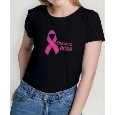 Imagem de  Camiseta Camisa Algodão Feminina Masculina  Campanha Outubro Rosa Pre