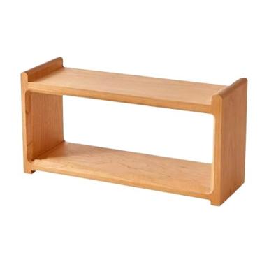 Imagem de Bothyi Suporte de copo de madeira, suporte de especiarias, resistente, 2 camadas, versátil para exibição de mesa, organizador de mesa para escritório, sala de estar, conjunto de chá