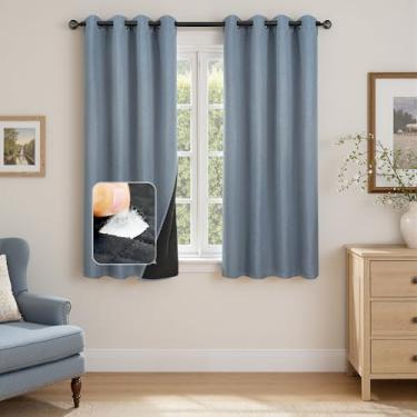 Imagem de DriftAway Cortinas blackout texturizadas de linho com isolamento térmico à prova de som com forro térmico acolchoado para bloqueio de frio e calor, redução de ruído e sono diurno, 1 peça, 132 cm x 163