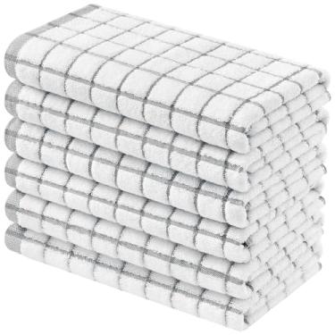 Imagem de Homaxy Toalhas de cozinha premium (40,6 cm x 71,1 cm, pacote com 6), panos de prato grandes de algodão fiado anel, toalhas de mão de cozinha macias super absorventes, conjunto de toalhas de chá de