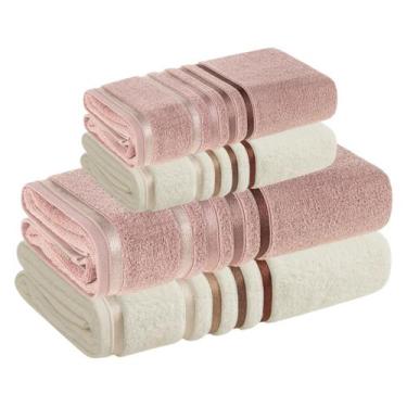 Imagem de Jogo Toalha de Banho Karsten Gigante Fio Penteado 4 Peças, Pétala com 