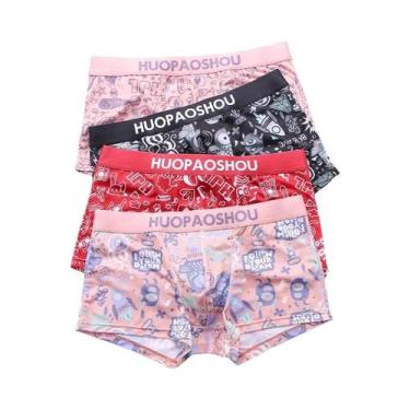 Imagem de Cuecas Boxer Masculinas De Cintura Baixa Em Cetim Com Estampa Divertid
