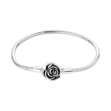 Imagem de Pulseira Feminina De Prata Esterlina 925 17-20CM Com Flores, Borboleta