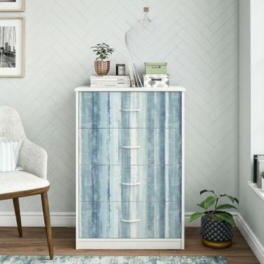 Imagem de Papel de parede moderno listrado impermeável autoadesivo espesso para quarto, sala de estar e escritório, azul 44 * 1000 cm