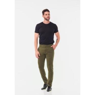 Imagem de Calça masculina Slim em Sarja 7898 Verde-Masculino