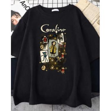 Imagem de Camiseta Coraline Aesthetic Unissex - Sneko Store, Preto, P