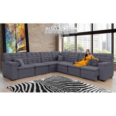 Imagem de Sofá Magno 3.77x3.77m De Canto, Retrátil E Reclinável - Chumbo