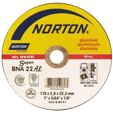 Imagem de Disco De Corte 7 180x2.0x22mm Alumínio Norton Bna22