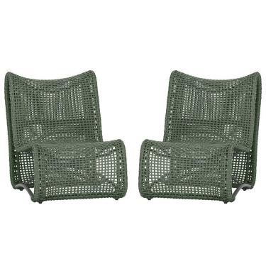 Imagem de 2 Cadeiras Poltronas Texas Corda Náutica Varanda Jardim Verde
