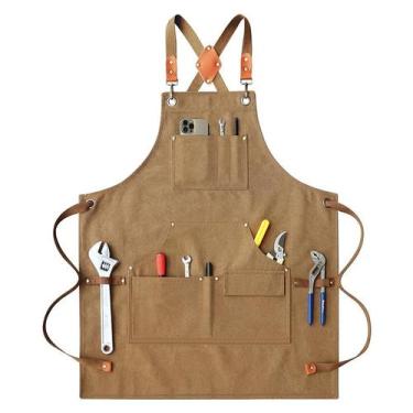 Imagem de Avental impermeável de lona resistente com bolsos para ferramentas - y