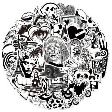 Imagem de Conjunto de adesivos Graffiti Art, 50 unidades de vinil preto e branco