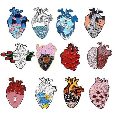 Imagem de Conjunto de broches Creative Heart Colorful Anatomy Inspirado - Yiweis