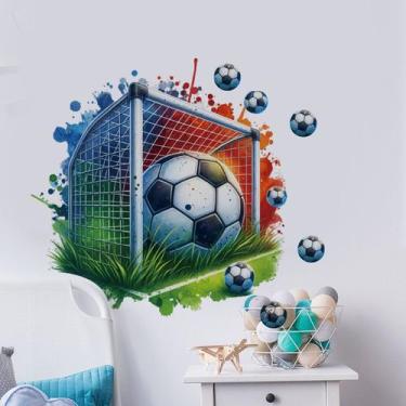 Imagem de Adesivos de parede 3D Soccer Goal PVC removíveis 40x40cm - yiweisai