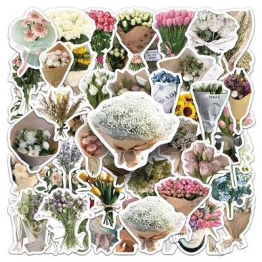 Imagem de Adesivos, buquê de flores, 50 peças, estilo vintage romântico, flora -
