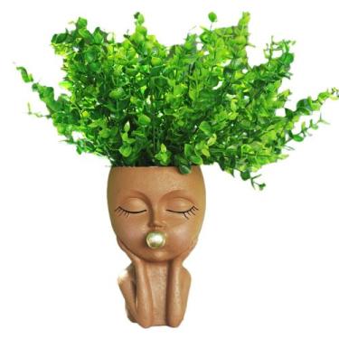Imagem de Vaso de flores Creative Resin Girl Face Cartoon Plant Pote 800g - yiwe